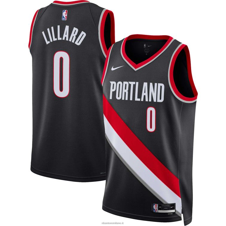 NBA 00F2L172 portland trail blazers damian lillard nike maglia swingman nera