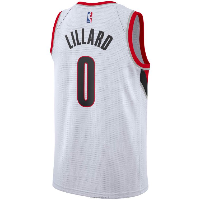 NBA 00F2L4380 portland trail blazers damian lillard nike bianco giocatore swingman jersey