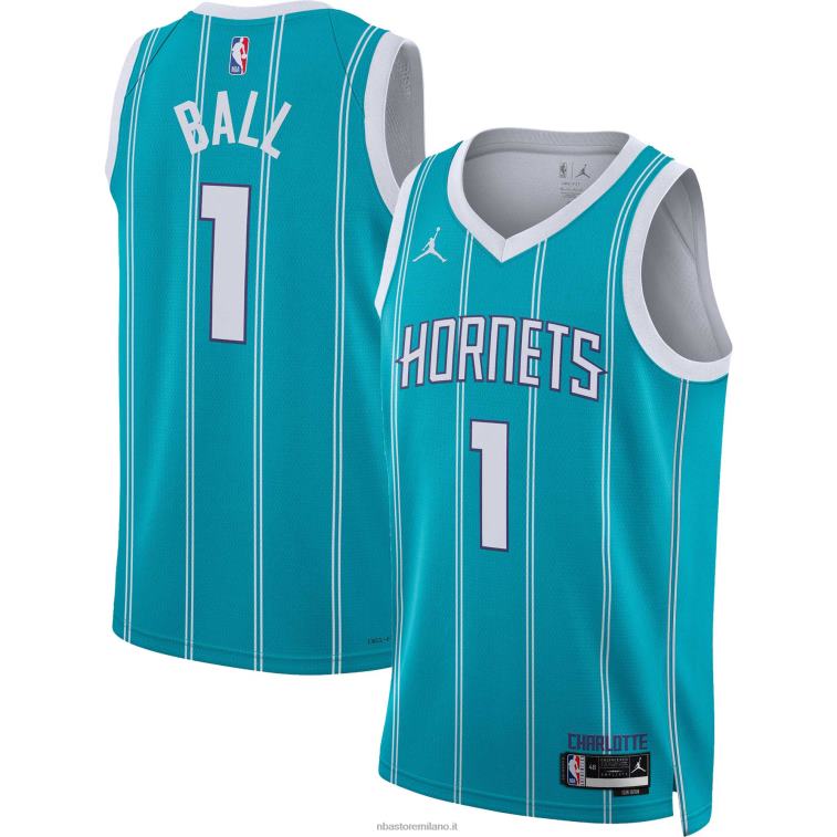 NBA 00F2L175 charlotte hornets lamelo palla marca jordan teal swingman jersey