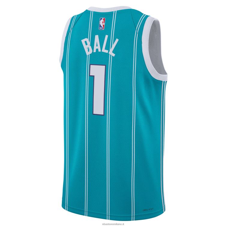 NBA 00F2L175 charlotte hornets lamelo palla marca jordan teal swingman jersey