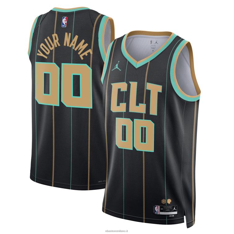 NBA 00F2L2776 charlotte hornets jordan marca maglia nera swingman personalizzata