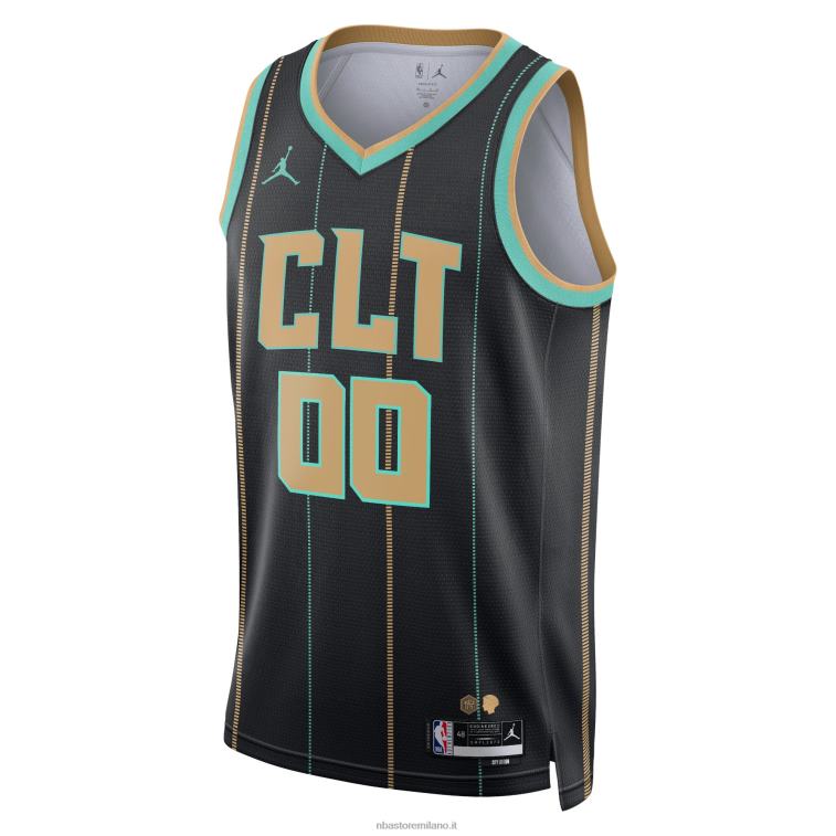 NBA 00F2L2776 charlotte hornets jordan marca maglia nera swingman personalizzata