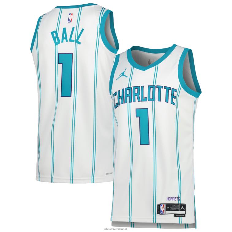 NBA 00F2L359 charlotte hornets lamelo palla jordan marca maglia swingman bianca