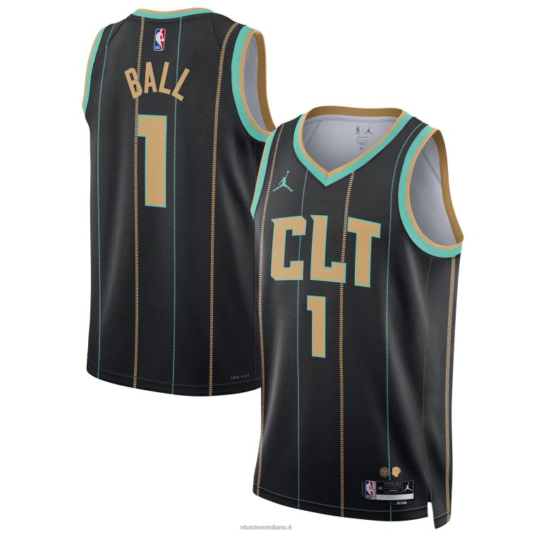 NBA 00F2L77 charlotte hornets lamelo palla jordan marca maglia swingman nera
