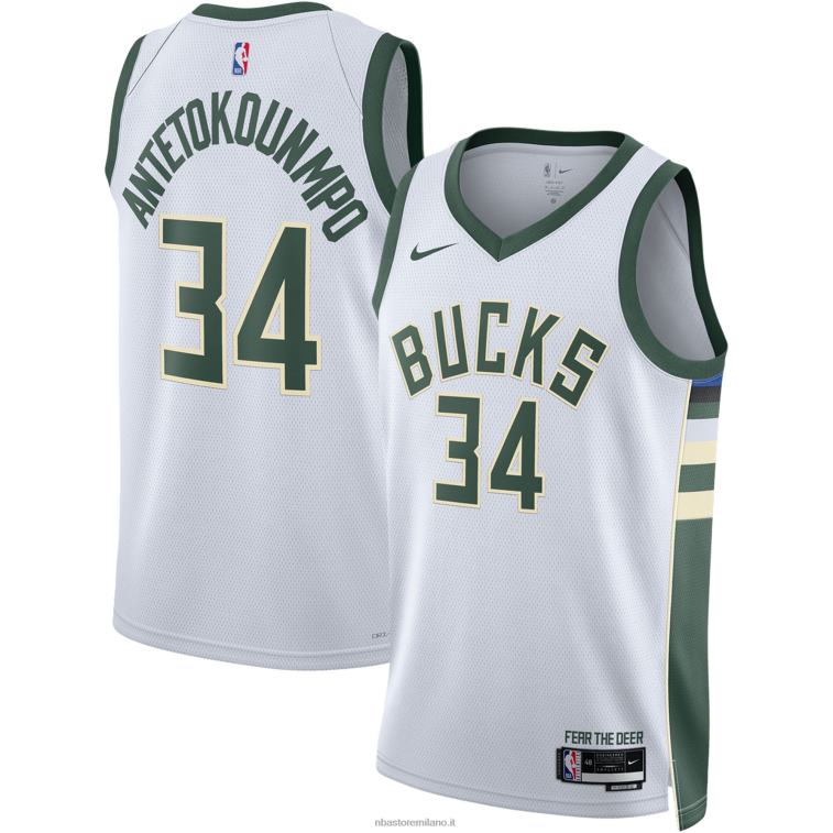 NBA 00F2L204 milwaukee bucks giannis antetokounmpo nike maglia swingman bianca