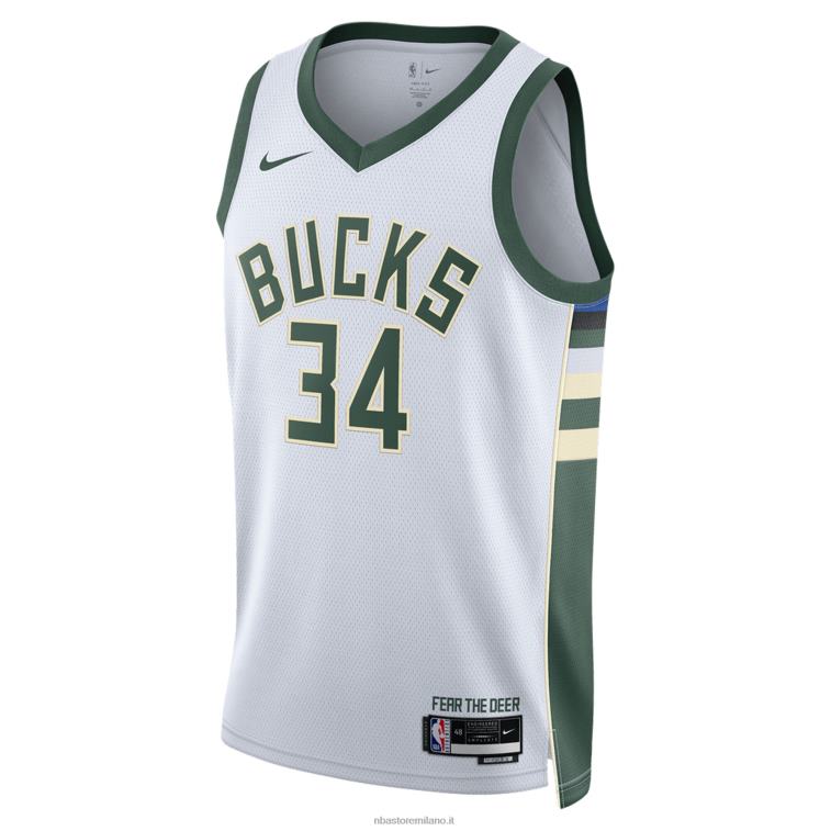 NBA 00F2L204 milwaukee bucks giannis antetokounmpo nike maglia swingman bianca