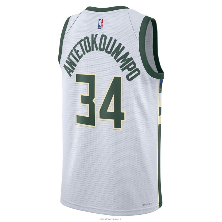 NBA 00F2L204 milwaukee bucks giannis antetokounmpo nike maglia swingman bianca