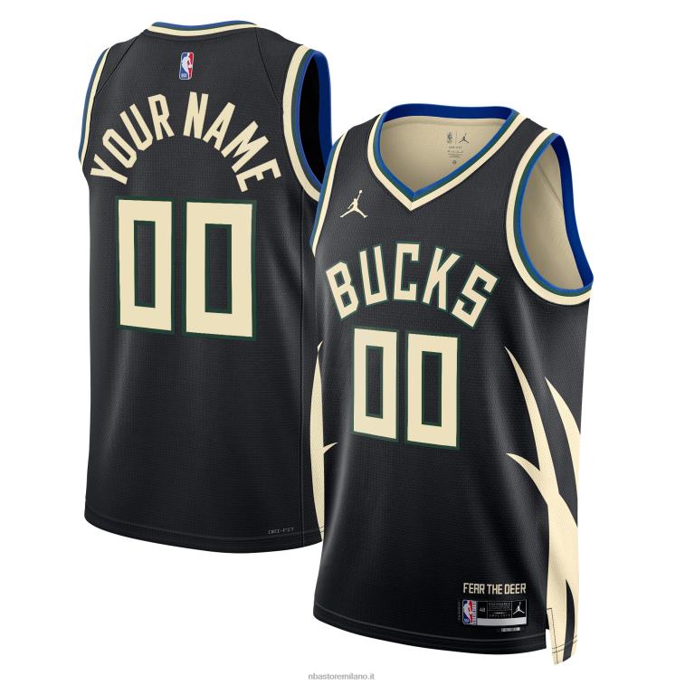 NBA 00F2L3044 milwaukee bucks jordan marca maglia nera swingman personalizzata