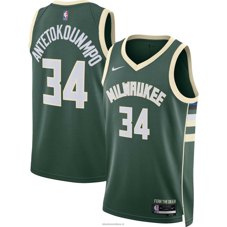 NBA 00F2L30 milwaukee bucks giannis antetokounmpo maglia nike hunter verde swingman