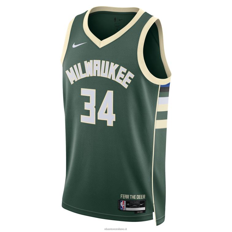 NBA 00F2L30 milwaukee bucks giannis antetokounmpo maglia nike hunter verde swingman