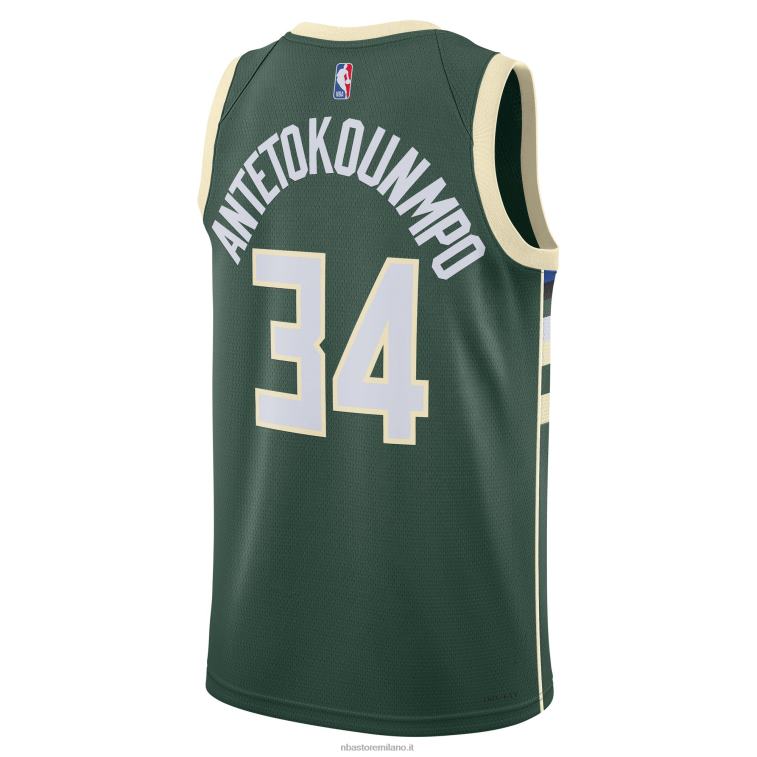 NBA 00F2L30 milwaukee bucks giannis antetokounmpo maglia nike hunter verde swingman