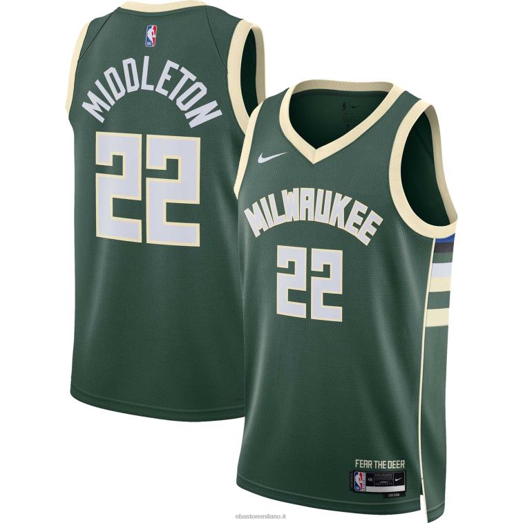 NBA 00F2L7236 milwaukee bucks khris middleton maglia nike hunter verde swingman