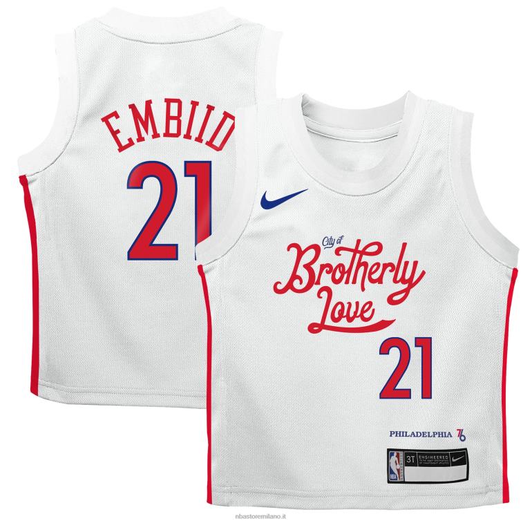 NBA 00F2L16962 maglia bambino philadelphia 76ers joel embiid nike replica bianca