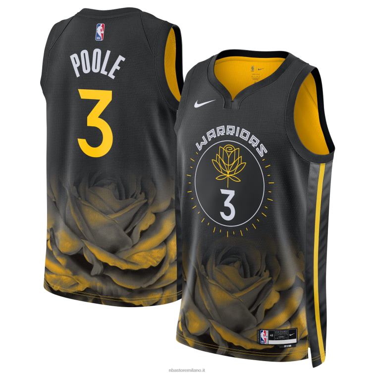 NBA 00F2L272 maglia nera swingman dei golden state warriors jordan poole