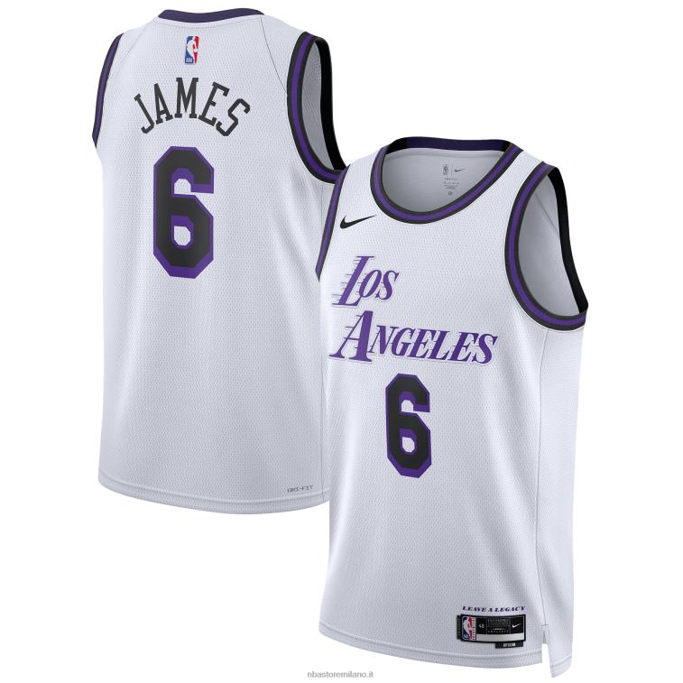 NBA 00F2L75 los angeles lakers lebron james nike maglia bianca swingman
