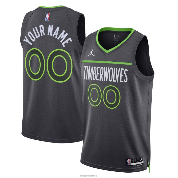 NBA 00F2L1872 Minnesota Timberwolves Jordan marca maglia nera swingman personalizzata