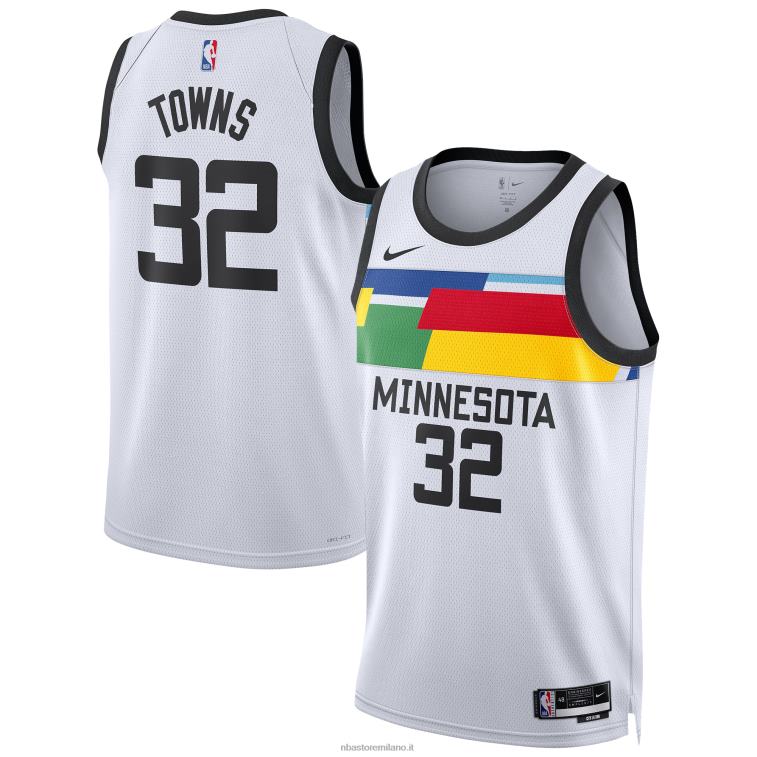 NBA 00F2L8114 Minnesota Timberwolves Karl-Anthony Town Nike maglia bianca swingman