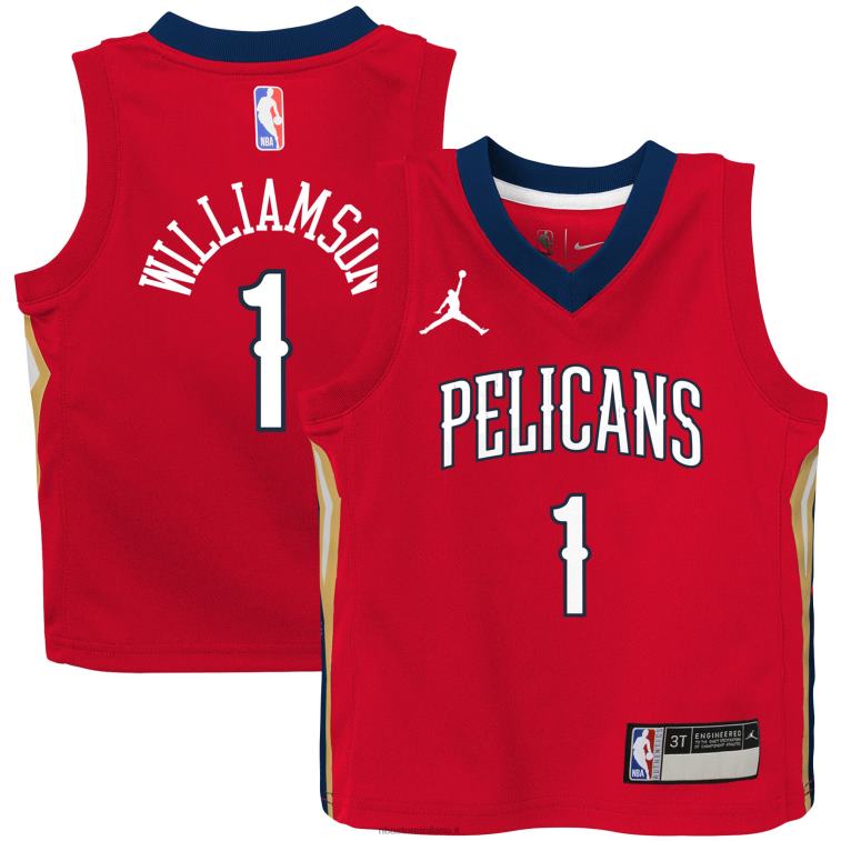 NBA 00F2L17134 bambino new orleans pellicani zion williamson jordan maglia rossa di marca