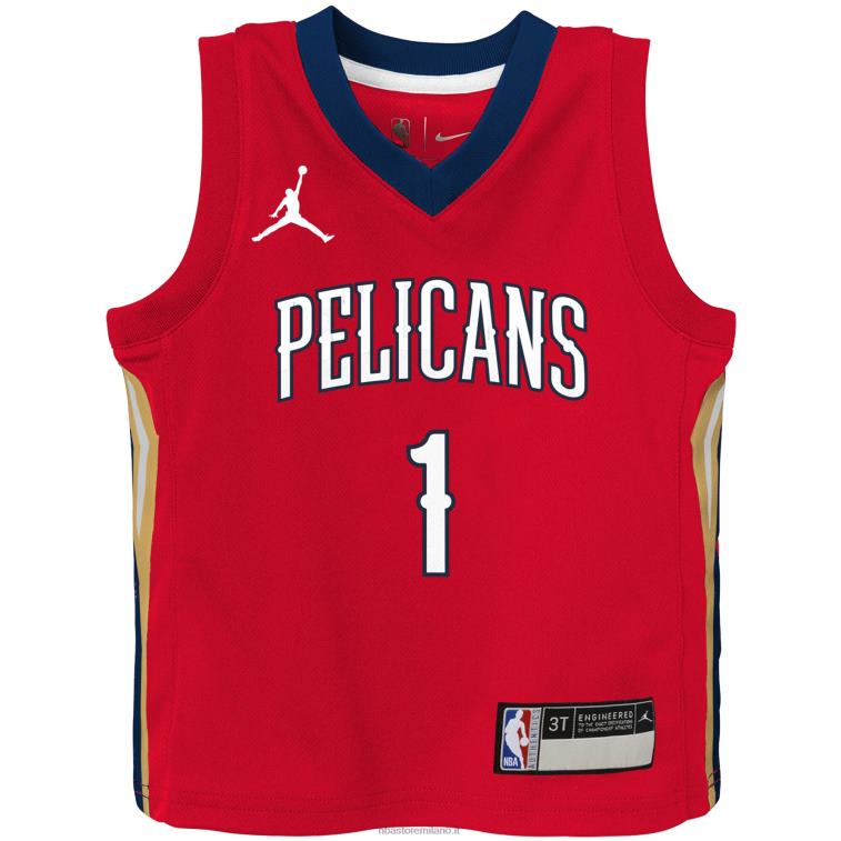 NBA 00F2L17134 bambino new orleans pellicani zion williamson jordan maglia rossa di marca
