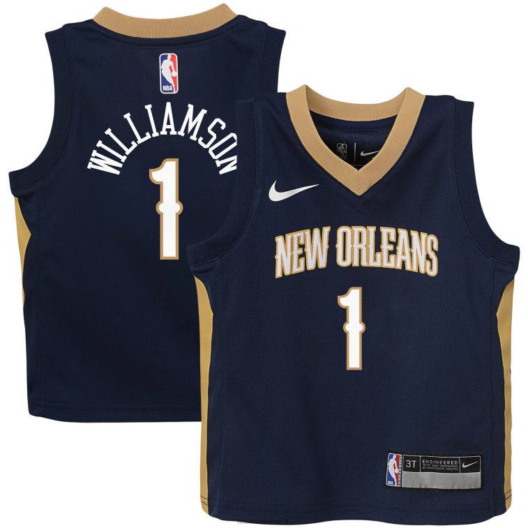 NBA 00F2L17243 bambino new orleans pelicans zion williamson nike navy replica jersey