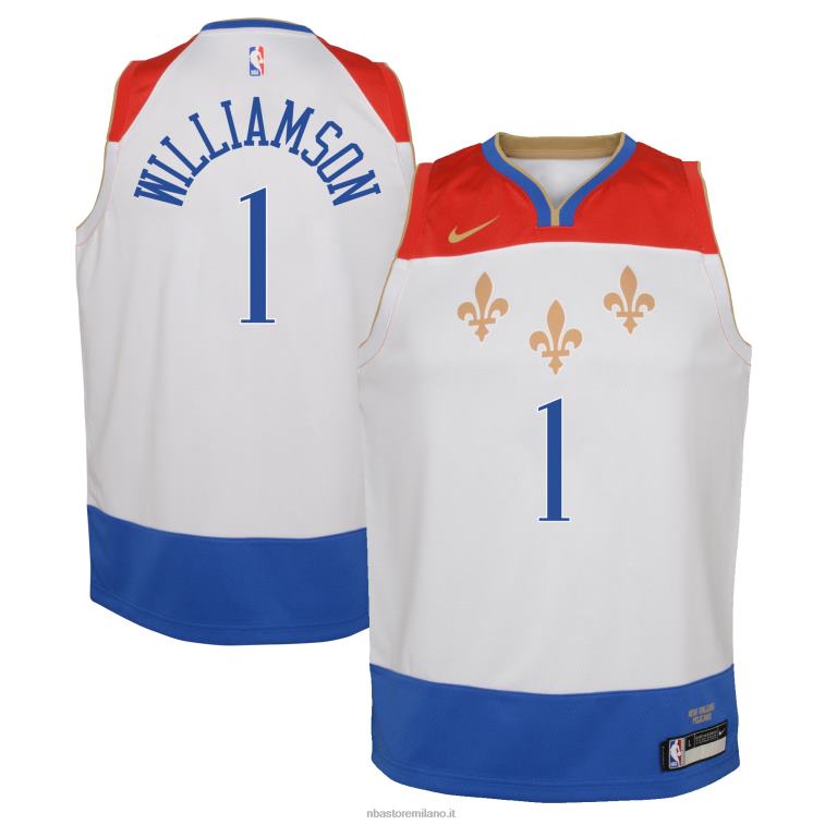 NBA 00F2L17460 bambino new orleans pelicans zion williamson nike maglia bianca swingman