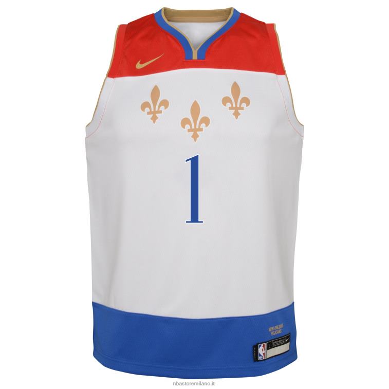 NBA 00F2L17460 bambino new orleans pelicans zion williamson nike maglia bianca swingman