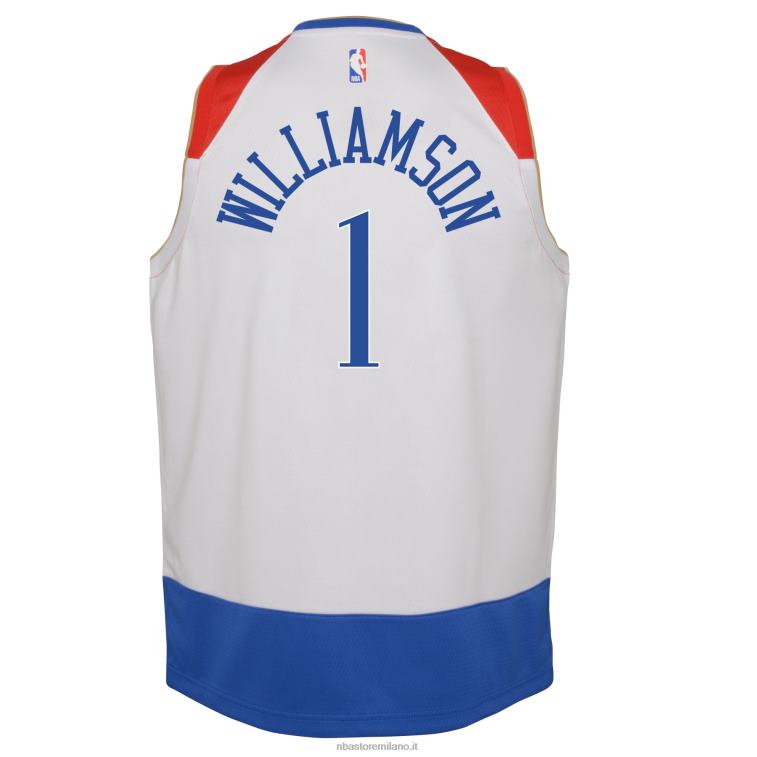 NBA 00F2L17460 bambino new orleans pelicans zion williamson nike maglia bianca swingman