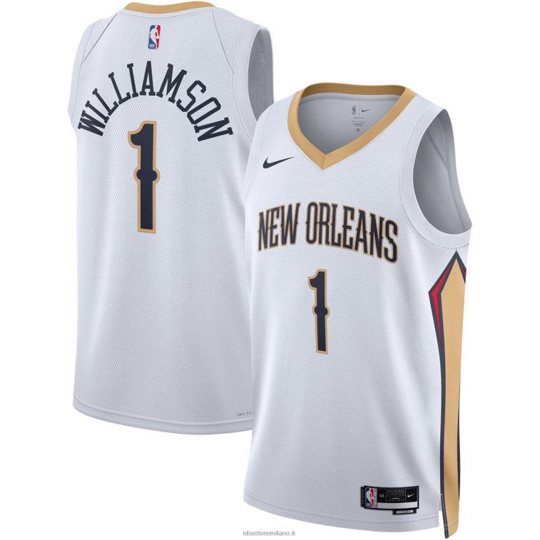 NBA 00F2L7087 new orleans pelicans zion williamson nike maglia bianca swingman