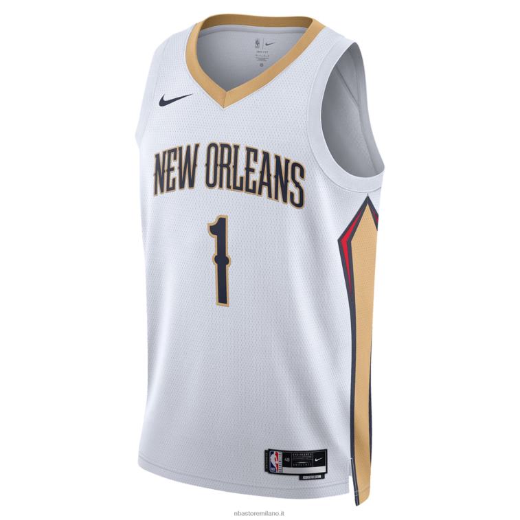 NBA 00F2L7087 new orleans pelicans zion williamson nike maglia bianca swingman