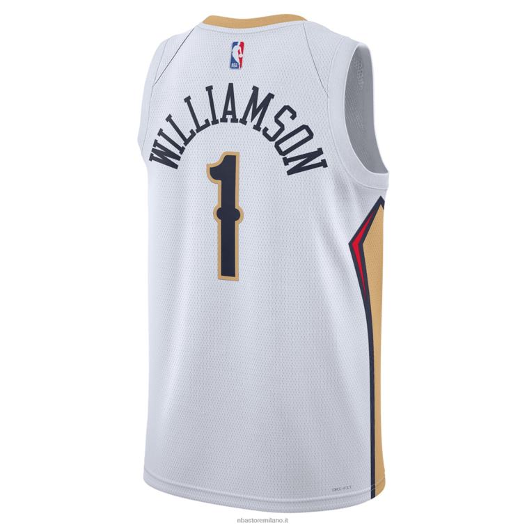 NBA 00F2L7087 new orleans pelicans zion williamson nike maglia bianca swingman