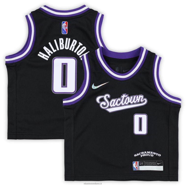 NBA 00F2L17107 bambino sacramento kings tyrese haliburton nike maglia replica nera