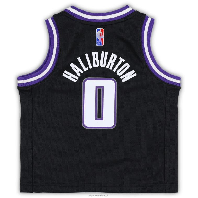 NBA 00F2L17107 bambino sacramento kings tyrese haliburton nike maglia replica nera