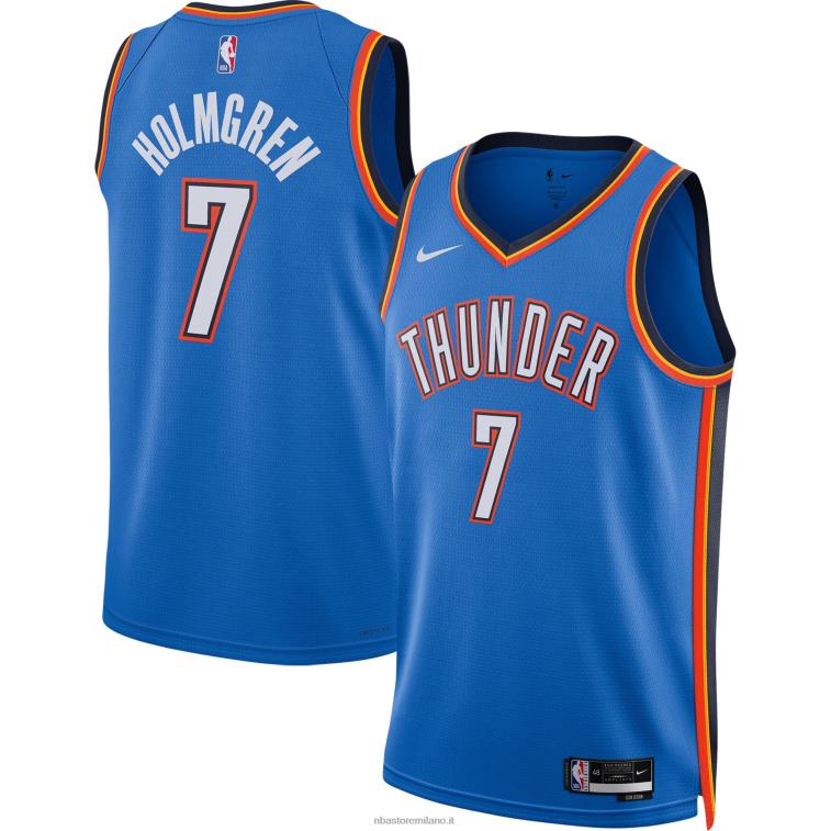 NBA 00F2L7745 oklahoma city thunder chet holmgren maglia swingman nike blue draft first round pick player