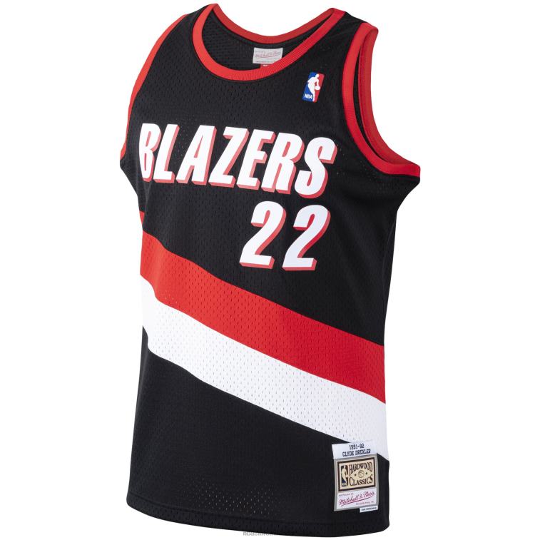 NBA 00F2L1151 portland trail blazer clyde drexler mitchell & ness black hardwood classics swingman jersey