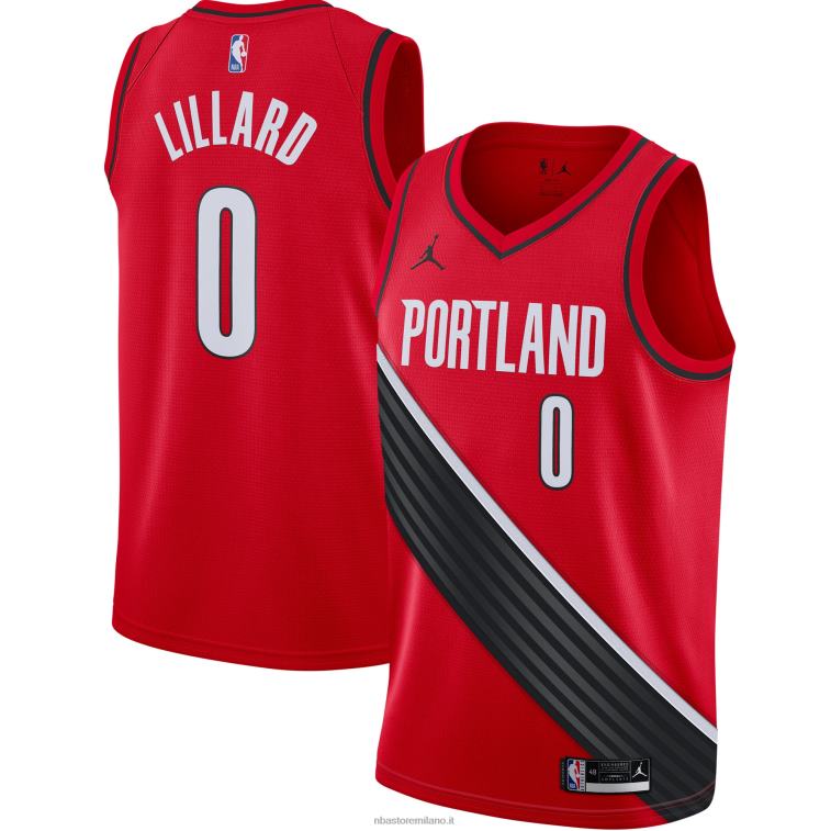NBA 00F2L123 portland trail blazers damian lillard jordan marca maglia rossa swingman