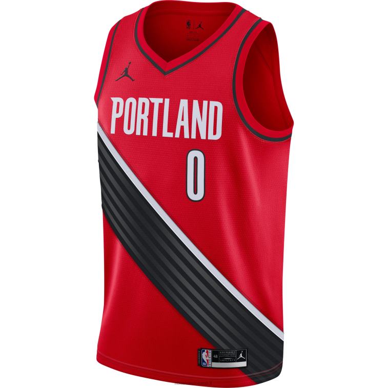NBA 00F2L123 portland trail blazers damian lillard jordan marca maglia rossa swingman