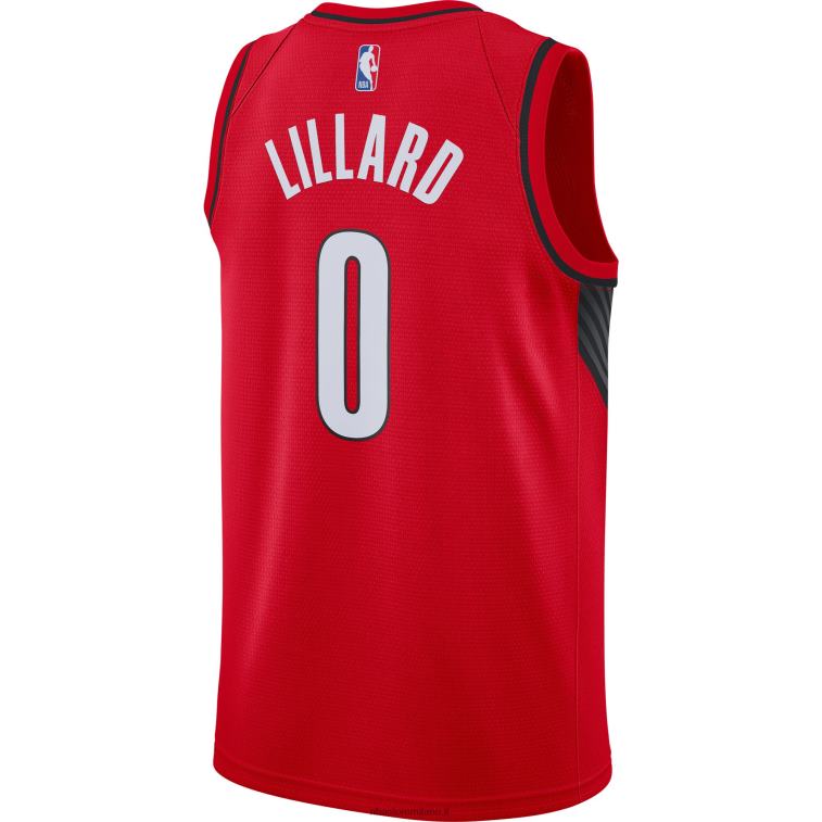 NBA 00F2L123 portland trail blazers damian lillard jordan marca maglia rossa swingman