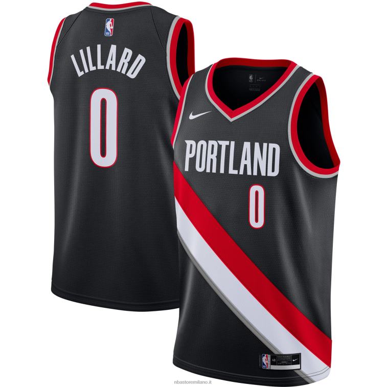 NBA 00F2L1711 portland trail blazers damian lillard nike maglia swingman nera