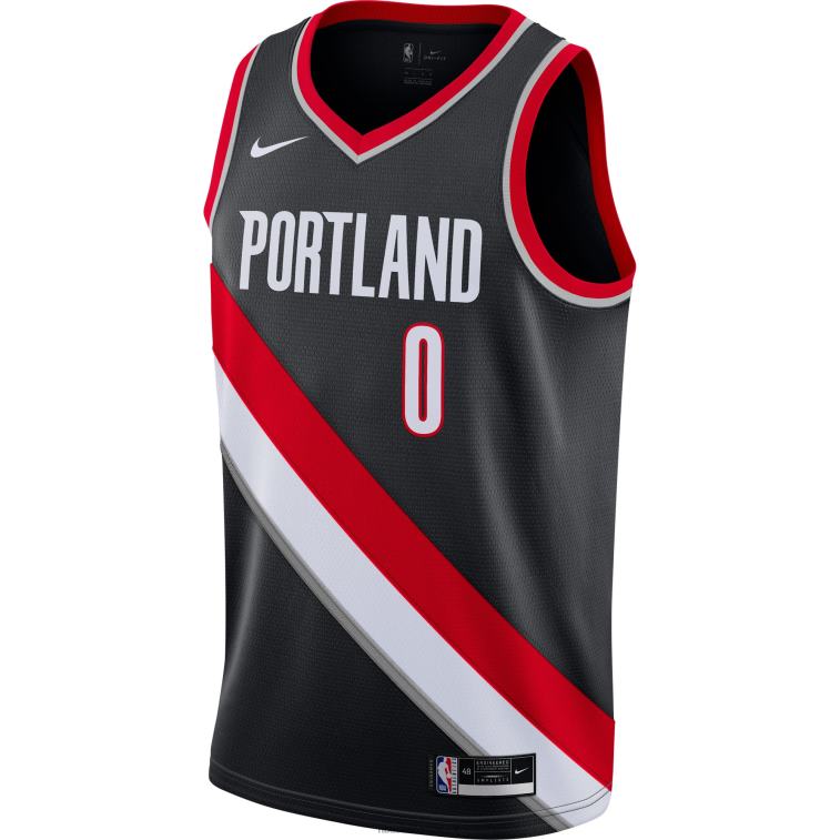 NBA 00F2L1711 portland trail blazers damian lillard nike maglia swingman nera