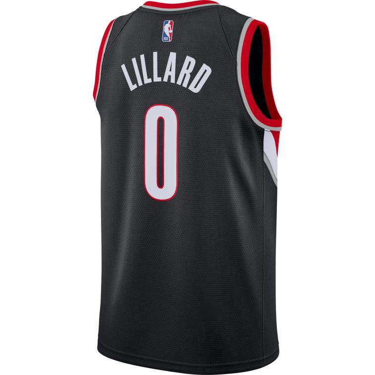 NBA 00F2L1711 portland trail blazers damian lillard nike maglia swingman nera