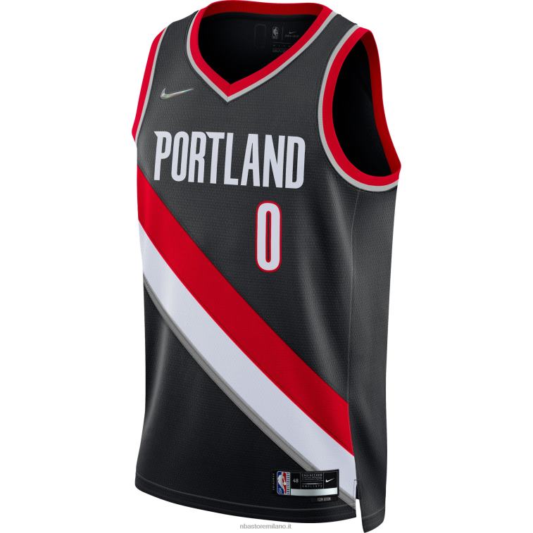 NBA 00F2L1732 portland trail blazers damian lillard maglia nike black diamond swingman