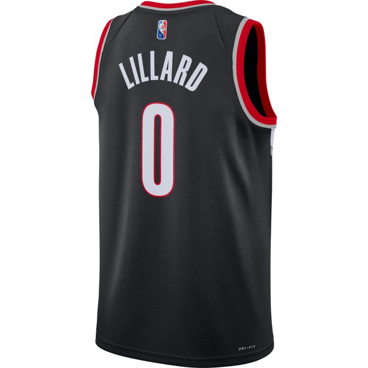 NBA 00F2L1732 portland trail blazers damian lillard maglia nike black diamond swingman