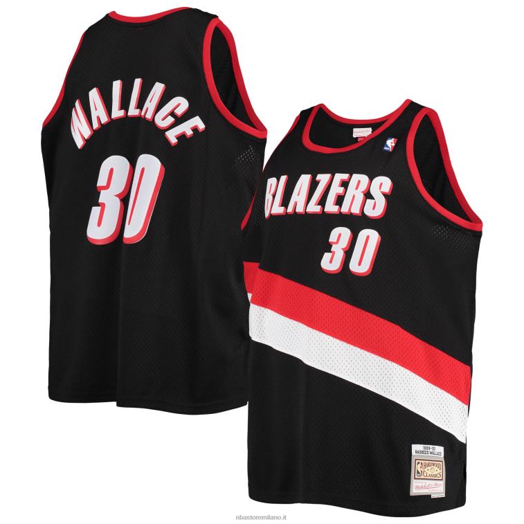 NBA 00F2L2031 portland trail blazers rasheed wallace black big & tall hardwood classici maglia swingman