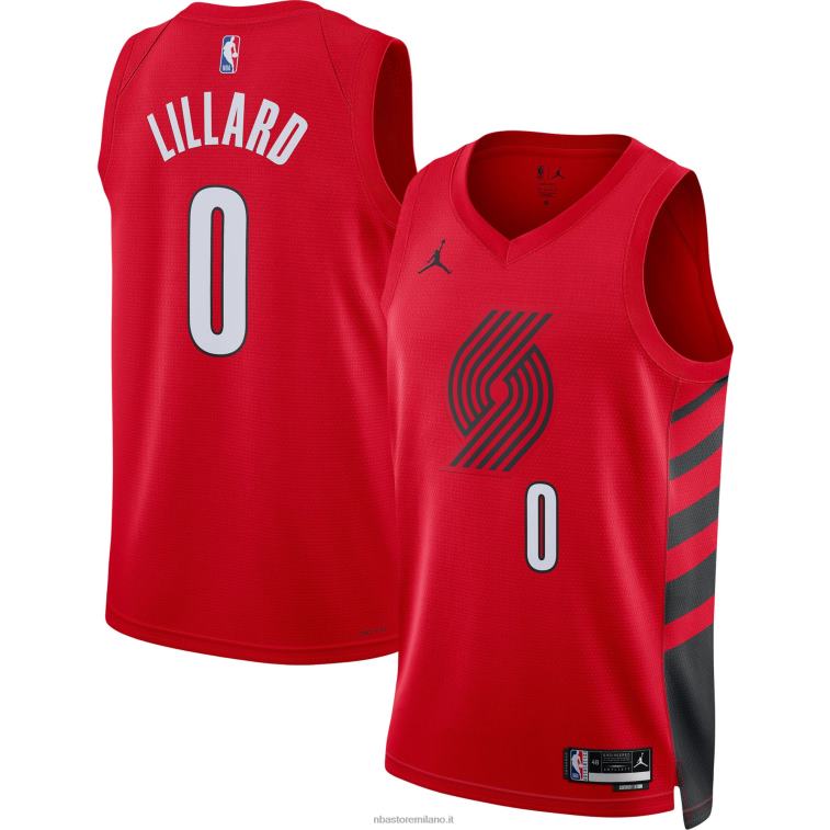 NBA 00F2L205 portland trail blazers damian lillard jordan marca maglia rossa swingman