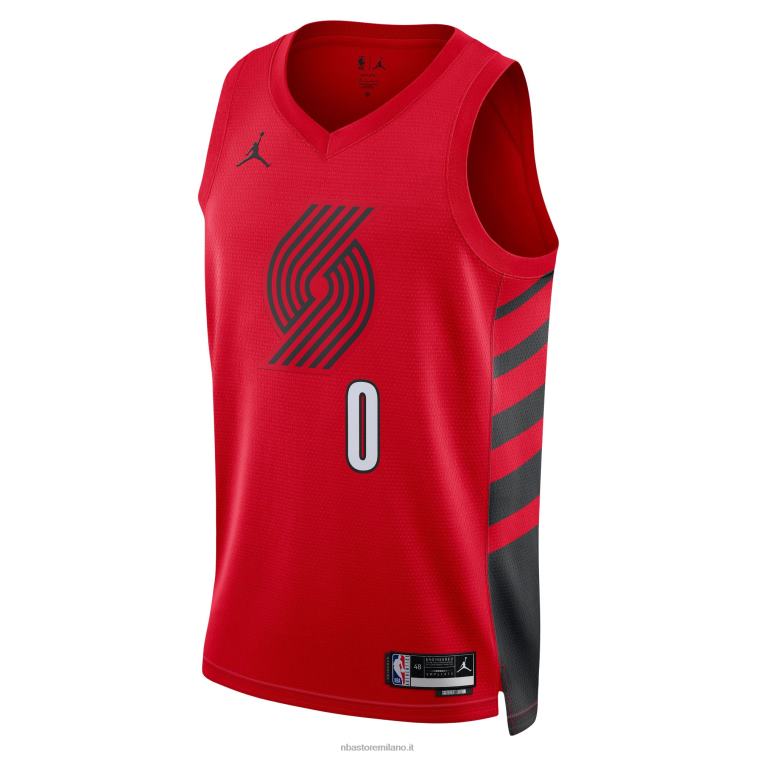NBA 00F2L205 portland trail blazers damian lillard jordan marca maglia rossa swingman