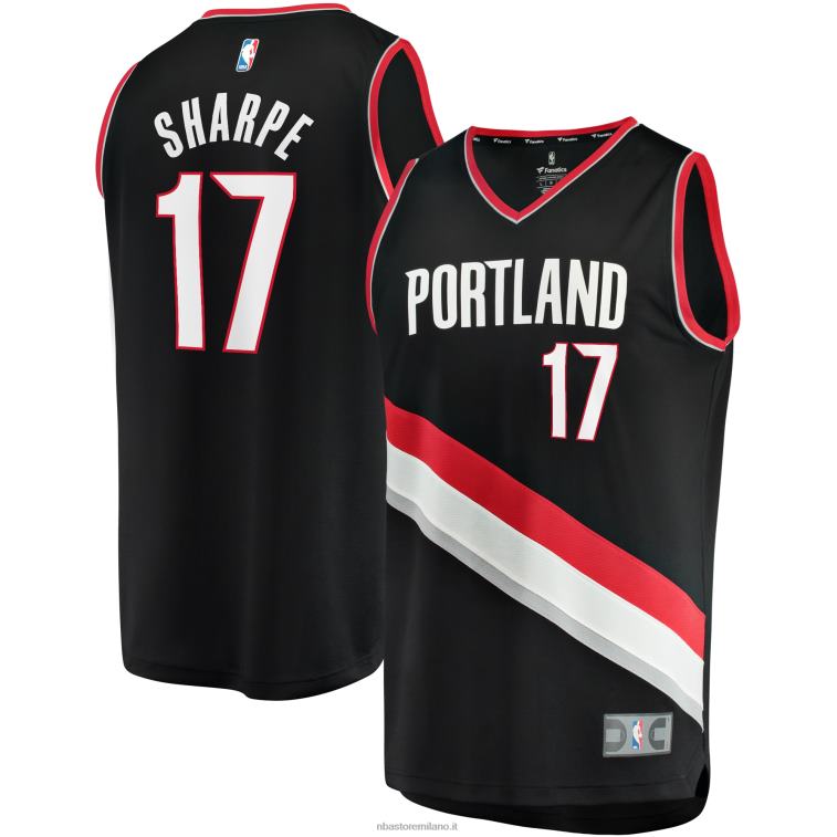 NBA 00F2L2676 portland trail blazers shaedon sharpe black draft primo turno pick fast break replica maglia giocatore