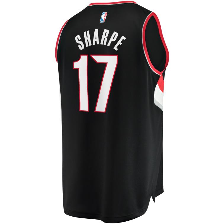 NBA 00F2L2676 portland trail blazers shaedon sharpe black draft primo turno pick fast break replica maglia giocatore