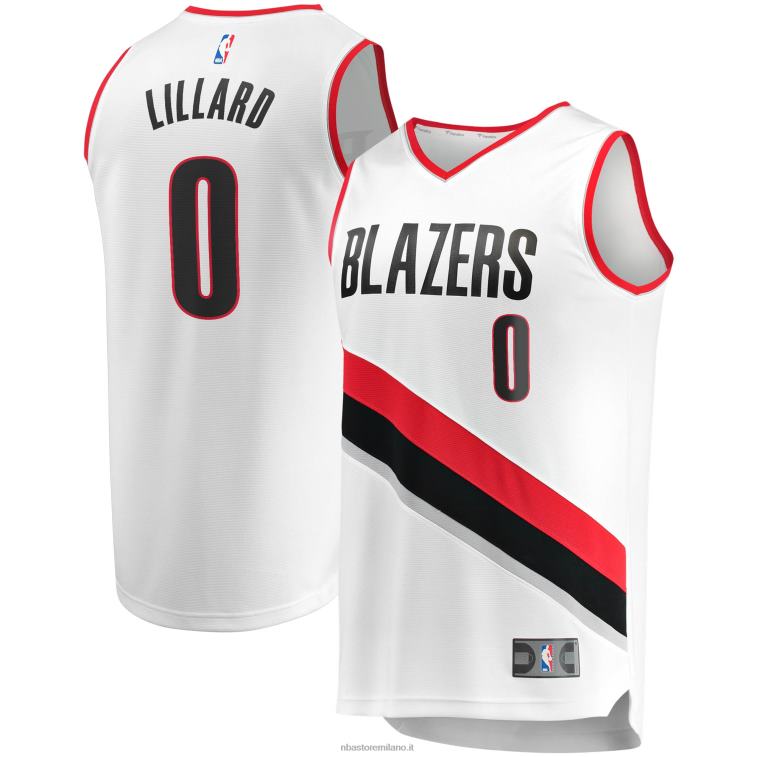 NBA 00F2L315 portland trail blazers damian lillard maglia replica fast break bianca