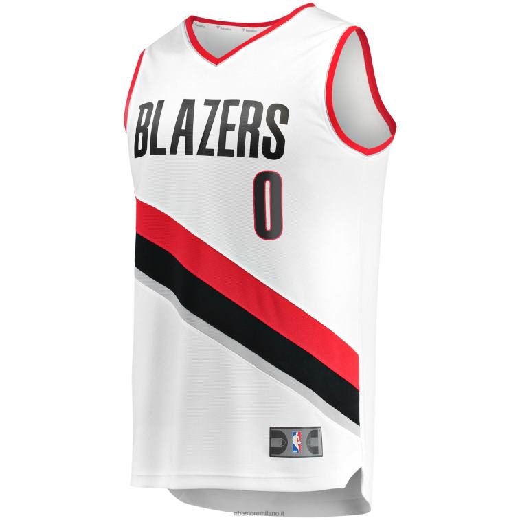 NBA 00F2L315 portland trail blazers damian lillard maglia replica fast break bianca