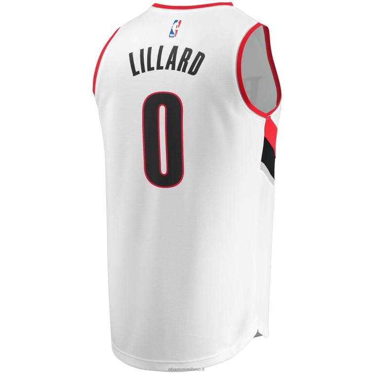 NBA 00F2L315 portland trail blazers damian lillard maglia replica fast break bianca